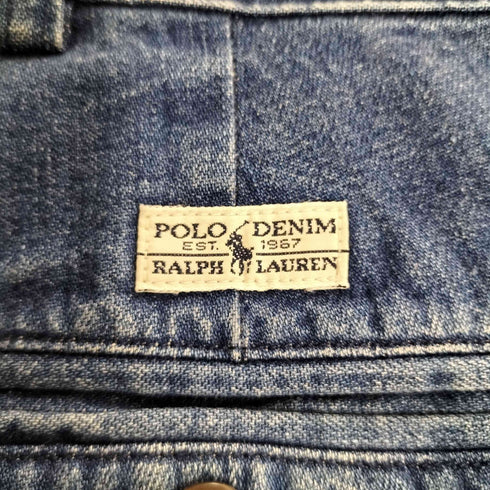 ポロラルフローレン POLO RALPH LAUREN 90-00s メキシコ製 POLO DENIM ポロデニム 2タック ワイドテーパード デニムパンツ メンズ 35×30