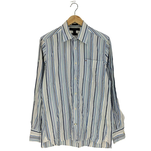 トミーヒルフィガー TOMMY HILFIGER Custom Fit モーリシャス製 コットン ストライプ シャツ メンズ import:S