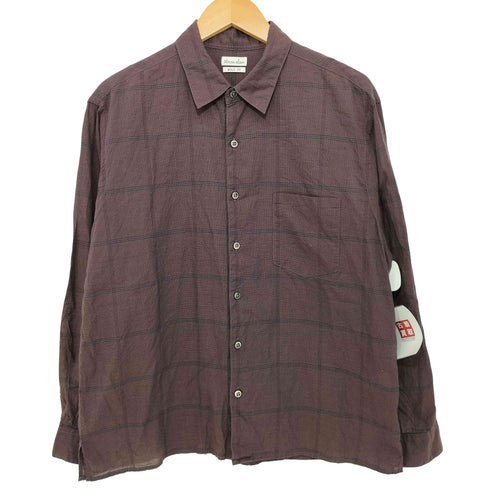 スティーブンアラン Steven Alan C/S WINDOWPANE BOX REGULAR COLLAR SHIRT-BOLD シルク混 ロングスリーブシャツ メンズ S