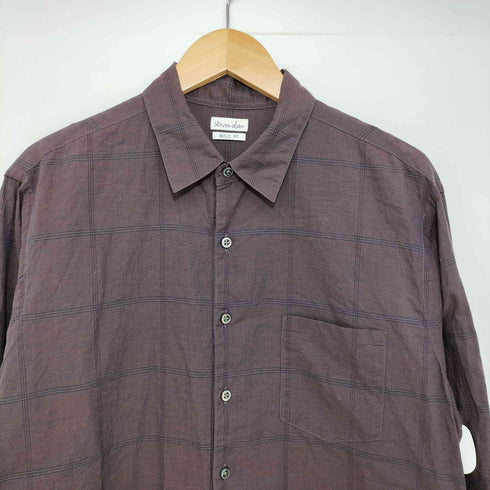 スティーブンアラン Steven Alan C/S WINDOWPANE BOX REGULAR COLLAR SHIRT-BOLD シルク混 ロングスリーブシャツ メンズ S