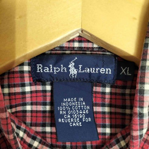 ラルフローレン RALPH LAUREN ポニー刺繍 ボタンダウン チェック シャツ メンズ import:XL