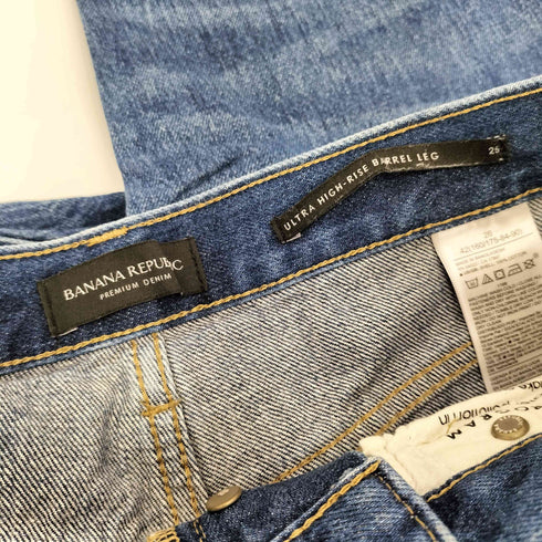 バナナリパブリック BANANA REPUBLIC ULTRA HIGH RISE BARREL LEG ボタンフライバギーシルエットデニムパンツ レディース 42