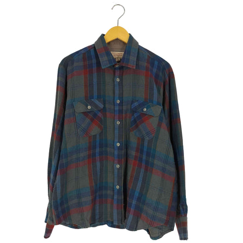 アロースポーツ ARROW SPORT 80s sportswear フラップポケット アクリル チェックシャツ メンズ import:L