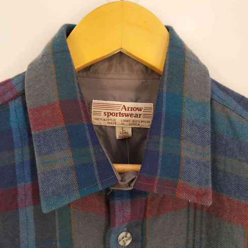 アロースポーツ ARROW SPORT 80s sportswear フラップポケット アクリル チェックシャツ メンズ import:L