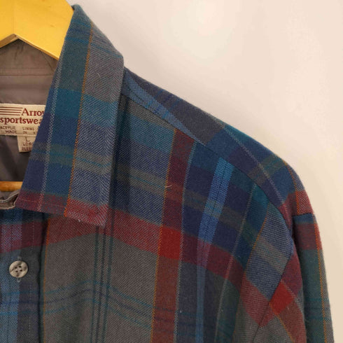 アロースポーツ ARROW SPORT 80s sportswear フラップポケット アクリル チェックシャツ メンズ import:L