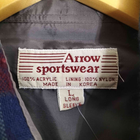 アロースポーツ ARROW SPORT 80s sportswear フラップポケット アクリル チェックシャツ メンズ import:L