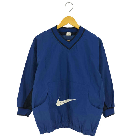 ナイキ NIKE 90s 銀タグ ロゴプリント Vネック ナイロン プルオーバー メンズ M(10-12)