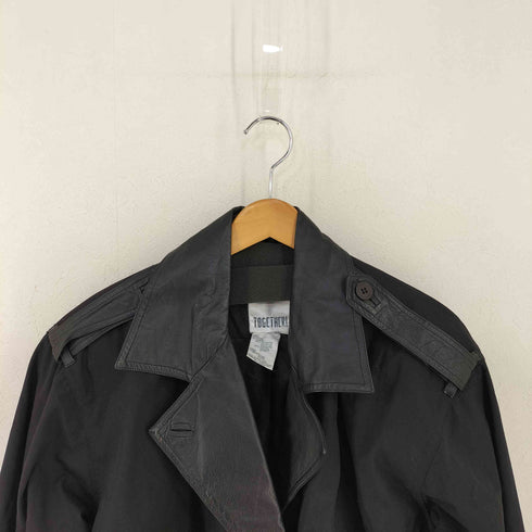 TOGETHER MADE IN HONGKONG フェイクレザー切替 トレンチコート エポレット レディース US:8