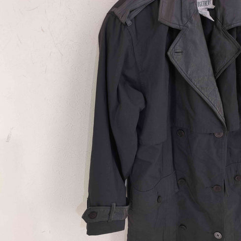 TOGETHER MADE IN HONGKONG フェイクレザー切替 トレンチコート エポレット レディース US:8