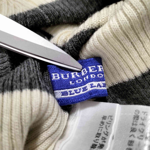 バーバリーブルーレーベル BURBERRY BLUE LABEL ロゴ刺繍パフスリーブタートル ニット レディース EUR:38