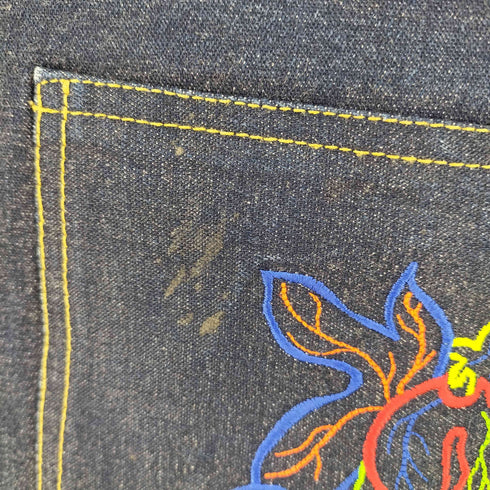フロント刺繍 インディゴオーバーサイズデニムパンツ BBOY メンズ