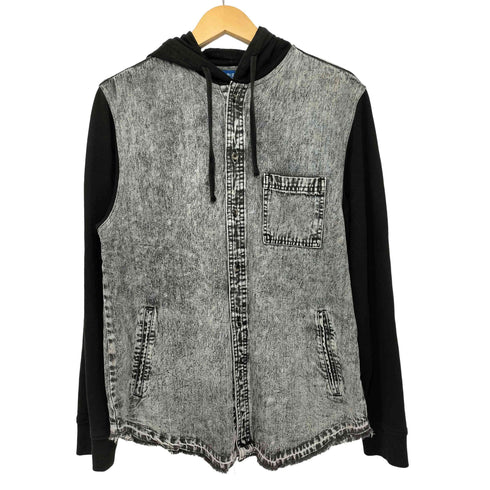 アリゾナジーン ARIZONA JEAN 切りっぱなし シャンブレーシャツ ドッキングパーカー メンズ import:M