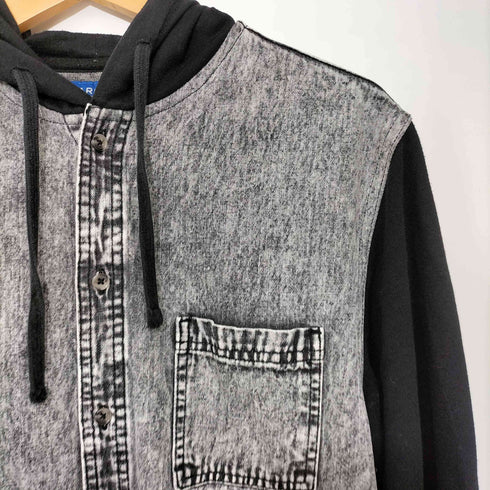 アリゾナジーン ARIZONA JEAN 切りっぱなし シャンブレーシャツ ドッキングパーカー メンズ import:M