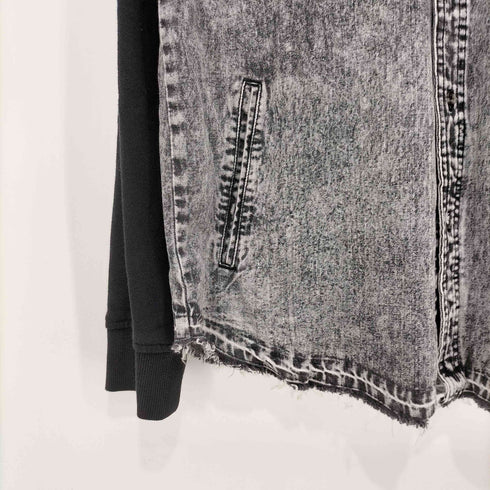 アリゾナジーン ARIZONA JEAN 切りっぱなし シャンブレーシャツ ドッキングパーカー メンズ import:M