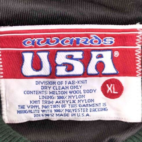 awaros USA USA製 袖レザー メルトンスタジャン メンズ import:XL