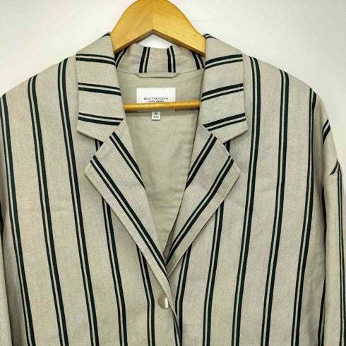 ビューティーアンドユースユナイテッドアローズ BEAUTY & YOUTH UNITED ARROWS リネン混ストライプジャケット レディース M