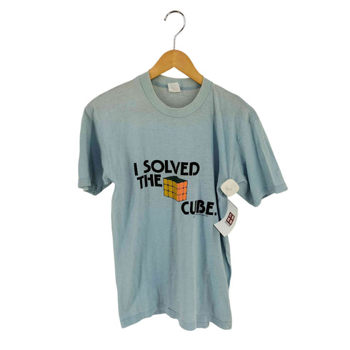 80s I SOLVED THE CUBE. フロントプリント クルーネックTシャツ ルービックキューブ メンズ