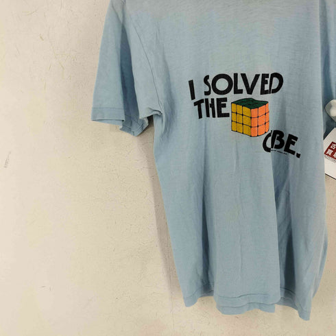 80s I SOLVED THE CUBE. フロントプリント クルーネックTシャツ ルービックキューブ メンズ