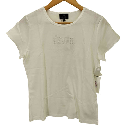 ランバンコレクション LANVIN COLLECTION ラインストーン クルーネック コットン Tシャツ レディース EUR:38