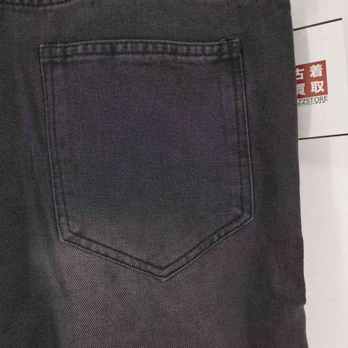 ジップ ブラックワイドデニムパンツ メンズ 3XL