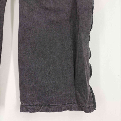 ジップ ブラックワイドデニムパンツ メンズ 3XL