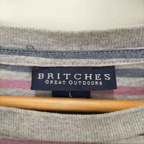 BRITCHES GREAT OUTDOORS USA製 クルーネック コットン ボーダー S/S Tシャツ メンズ import:L