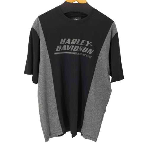 ハーレーダビッドソン HARLEY-DAVIDSON ツートンカラー プリントクルーネックTシャツ メンズ import:L