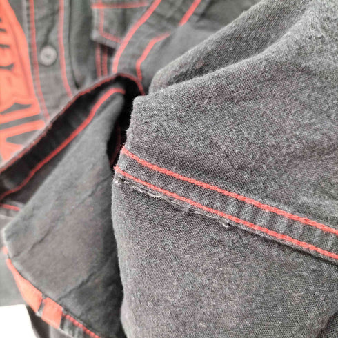 ハーレーダビッドソン HARLEY-DAVIDSON Vertical Stripe Short Sleeve Woven Shirt メンズ import:M