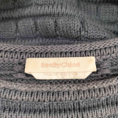 シーバイクロエ SEE BY CHLOE ブロック編み ボートネック クロップド コットンニット レディース import:S