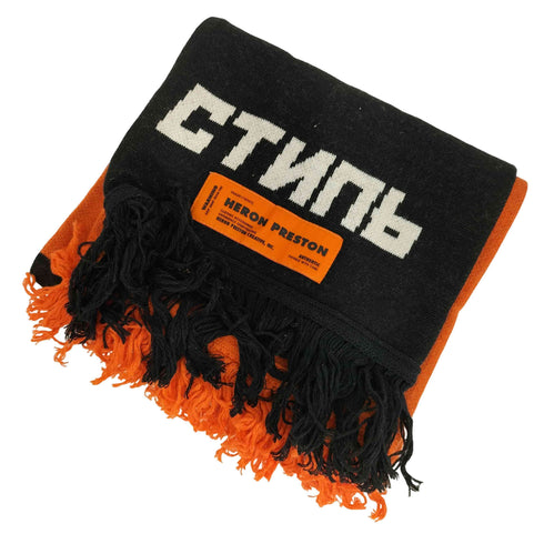 ヘロンプレストン HERON PRESTON Fringed Logo Scarf バイカラー ロゴ マフラー メンズ
