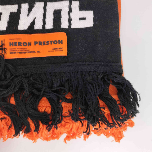 ヘロンプレストン HERON PRESTON Fringed Logo Scarf バイカラー ロゴ マフラー メンズ