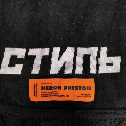 ヘロンプレストン HERON PRESTON Fringed Logo Scarf バイカラー ロゴ マフラー メンズ