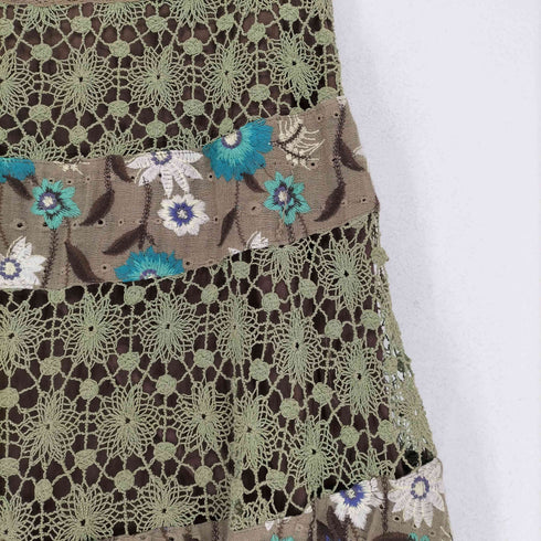 グレースコンチネンタル GRACE CONTINENTAL フラワー刺繍編みレースマキシスカート レディース JPN:38