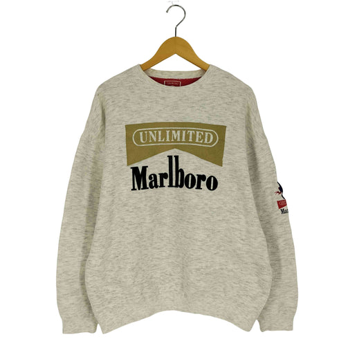 マルボロ Marlboro UNLIMITED ロゴプリント トカゲ刺繍 クルーネック スウェット メンズ import:L