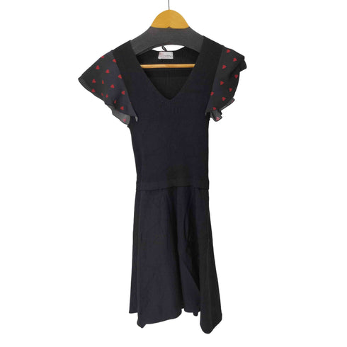 レッドヴァレンティノ RED VALENTINO ハート柄フリルスリーブS/Sニットワンピース レディース import:XS