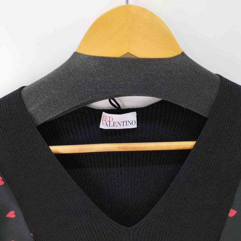 レッドヴァレンティノ RED VALENTINO ハート柄フリルスリーブS/Sニットワンピース レディース import:XS