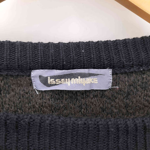 イッセイミヤケ ISSEY MIYAKE 80S 筆タグ ナイロン アクリル 混 ウール ジャガード クルーネック ニット メンズ JPN:M