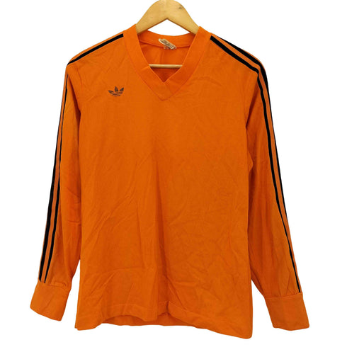 アディダス adidas 70S フランス製 Ventexタグ トレフォイルロゴ プリント サイドライン Vネック L/S Tシャツ メンズ import:S