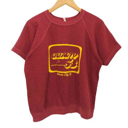 70-80S 企業ロゴ Atlantic City プリント ラグラン スウェット Tシャツ メンズ