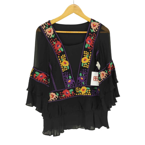 グレースコンチネンタル GRACE CONTINENTAL シルク100 フラワー刺繍ブラウス レディース JPN:36