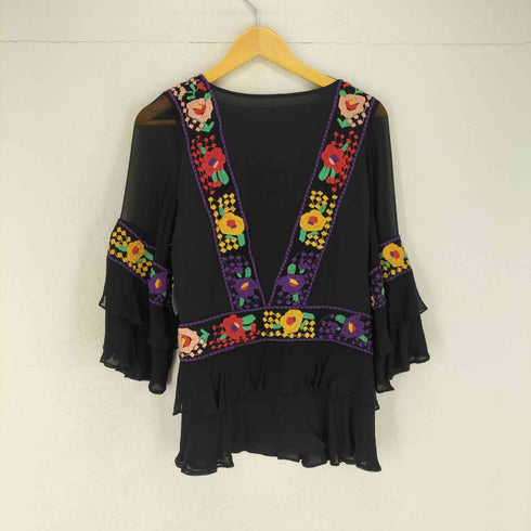 グレースコンチネンタル GRACE CONTINENTAL シルク100 フラワー刺繍ブラウス レディース JPN:36