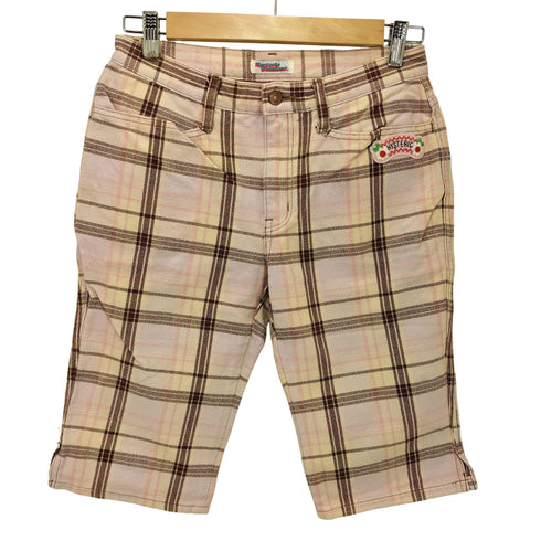 ヒステリックグラマー HYSTERIC GLAMOUR 00S ロゴ ワッペン クロップド チェック パンツ Y2K レディース FREE
