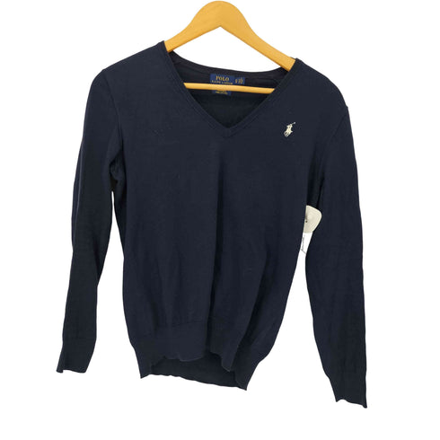 ポロラルフローレン POLO RALPH LAUREN ポニー刺繍コットンVネックニットカットXS レディース import:XS