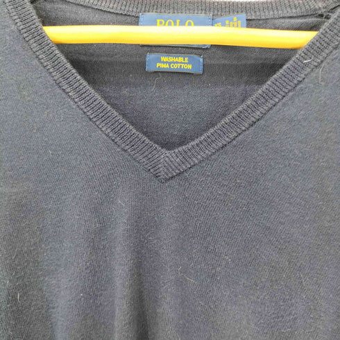 ポロラルフローレン POLO RALPH LAUREN ポニー刺繍コットンVネックニットカットXS レディース import:XS