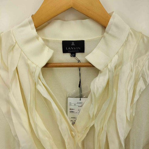 ランバンコレクション LANVIN COLLECTION 異素材切替 シルク混 フリル ブラウス レディース FR:40