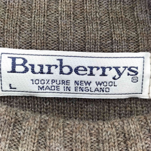 バーバリーズ BURBERRYS 90s 白タグ レザー切替 ウールニット メンズ JPN:L