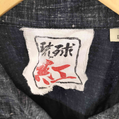 琉球 紅 和柄開襟シャツ メンズ JPN:L