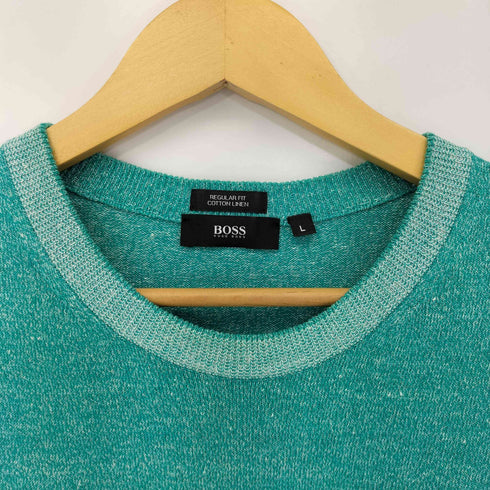 ヒューゴボス HUGO BOSS 胸ポケリネン混コットンニットトップス メンズ import:L