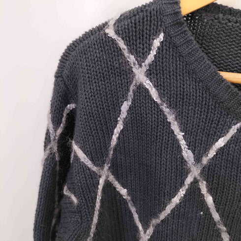ドレスバーン DRESSBARN ラミー コットン アーガイル ライン カーディガン レディース import:L