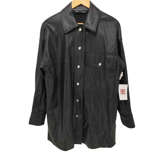 ザラ ZARA フェイクレザー シャツジャケット レディース import:XS